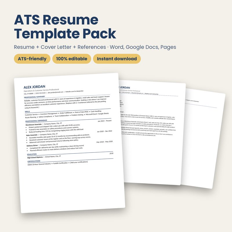 ATS Resume Template Pack preview